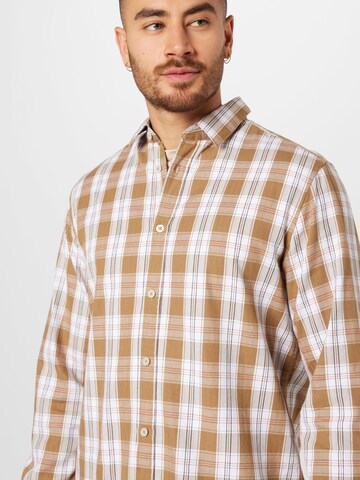 TOM TAILOR Regular fit Button Up Shirt in Brown