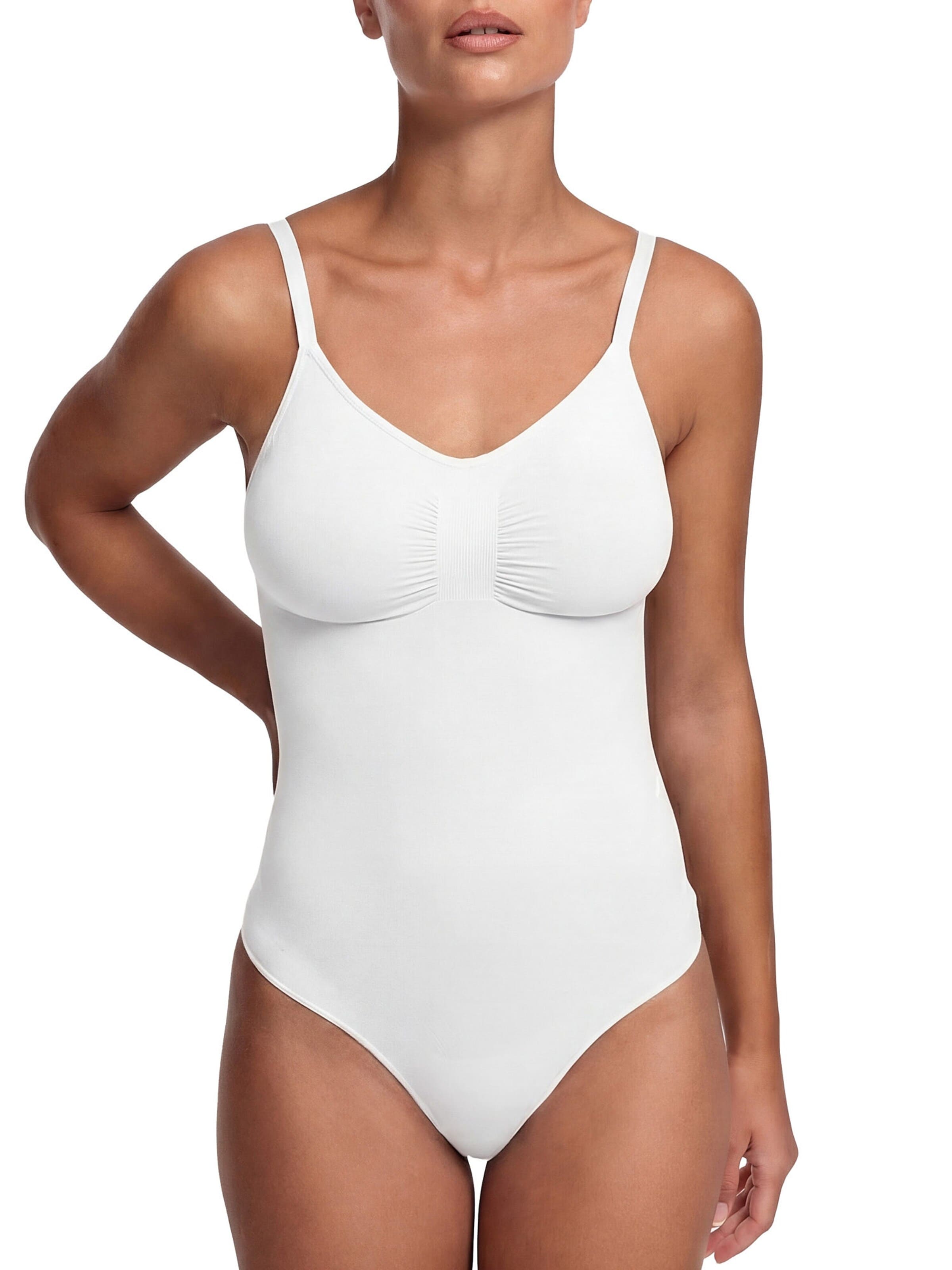 cfab (formerly creamy fabrics) Shapingbody 'Bodysuit Sculpting Shapewear mit Slip' i vit: framsida
