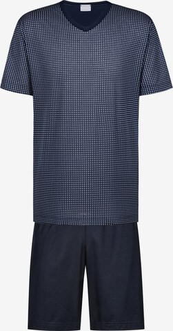 Mey Short Pajamas 'Blue Grid' in Blue: front