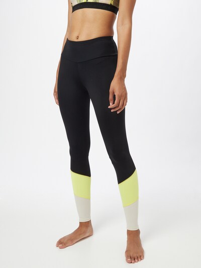 Pantaloni sport Hey Honey pe galben / negru / alb, Vizualizare model
