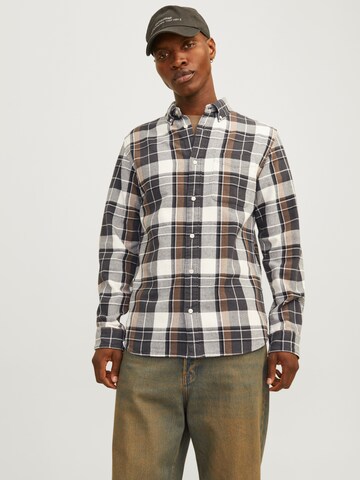 JACK & JONES Comfort fit Button Up Shirt 'JPRBLUBrook' in Black: front