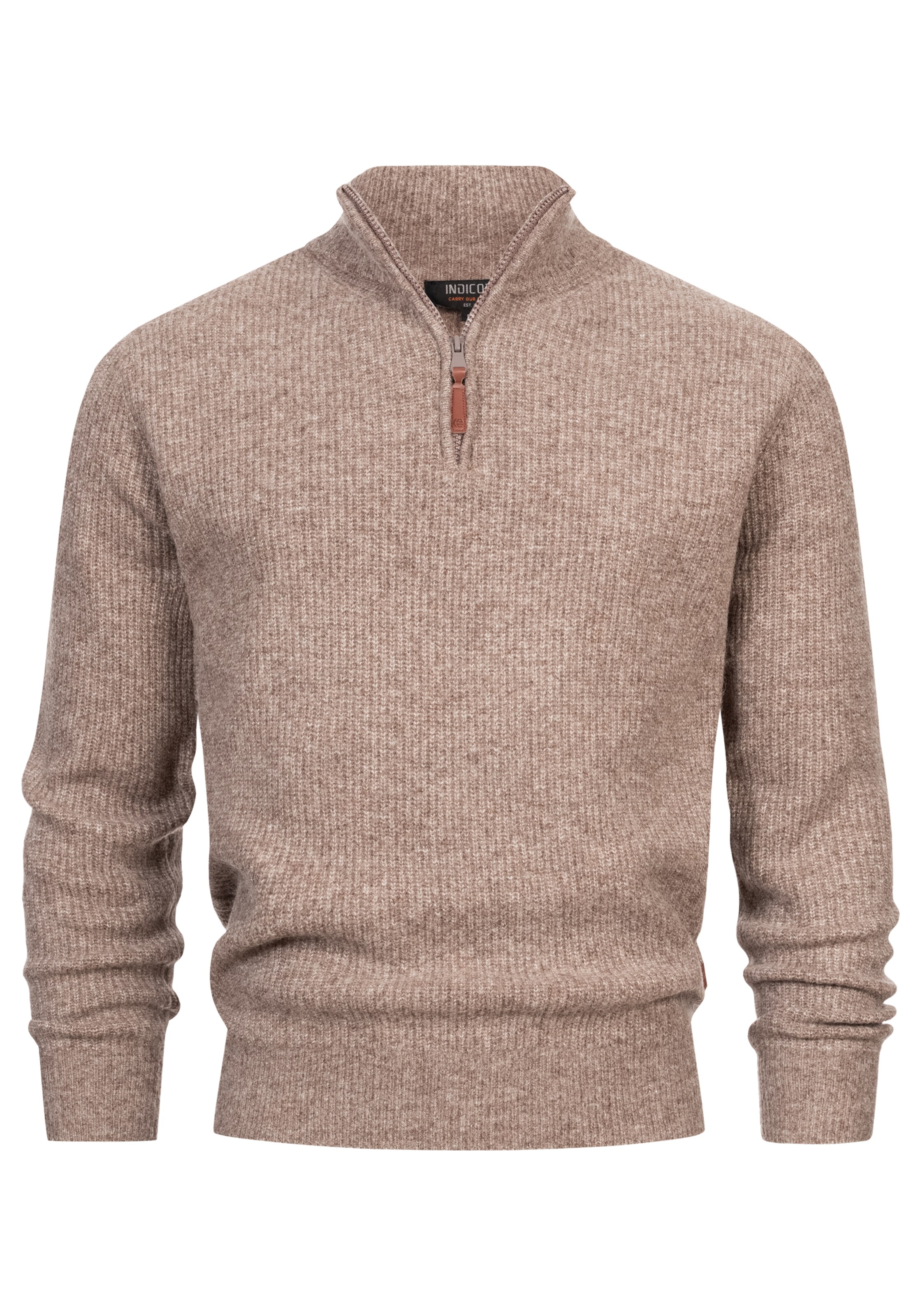 INDICODE JEANS Sweater 'INPeace' in Brown: front