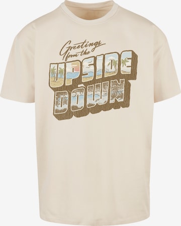 F4NT4STIC Shirt 'Stranger Things Greetings From Upside Down Netflix TV Series' in Beige: voorkant