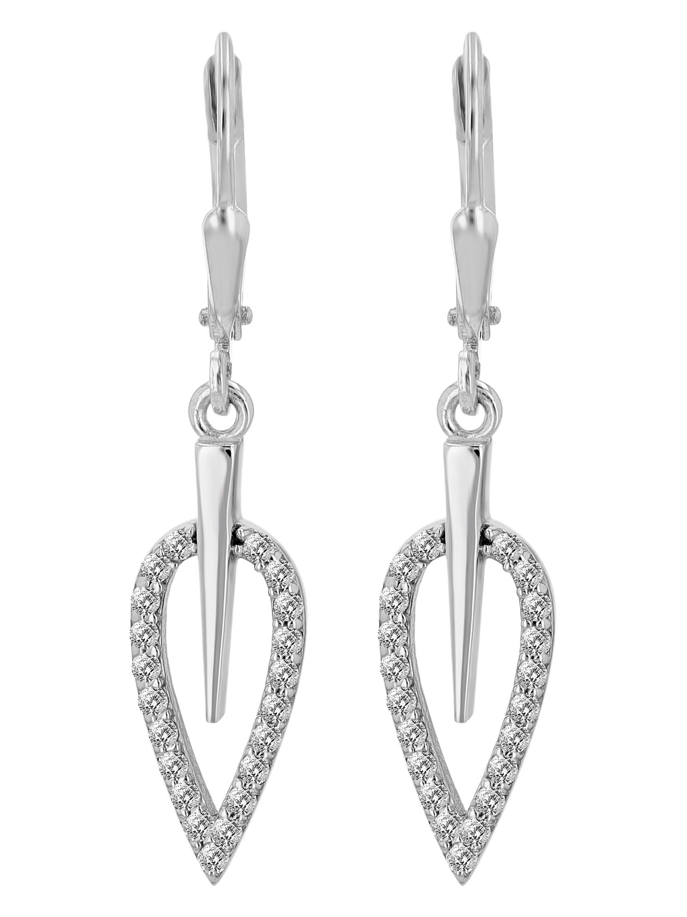 Akzent Ohrringe '"Ovaleam" aus 925 Sterlingsilber, rhodiniert, langlebig'‌‌‌ in Silber: Vorderseite