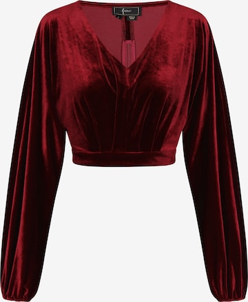 Camicia da donna di faina in rosso: frontale