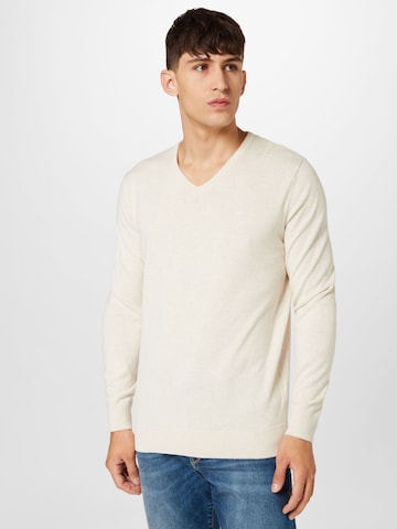 TOM TAILOR Regularny krój Sweter w kolorze biały: przód