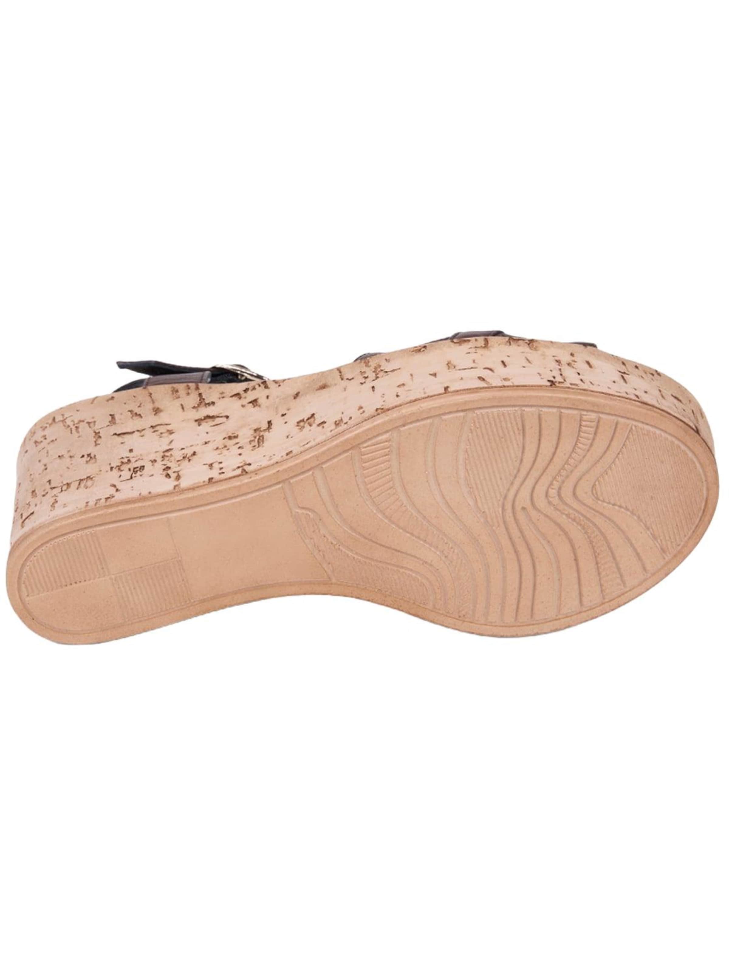 Desa - Sandalias de dedo 'DESA Damen-Keilsandalen aus Leder mit goldenen Details' en marrón