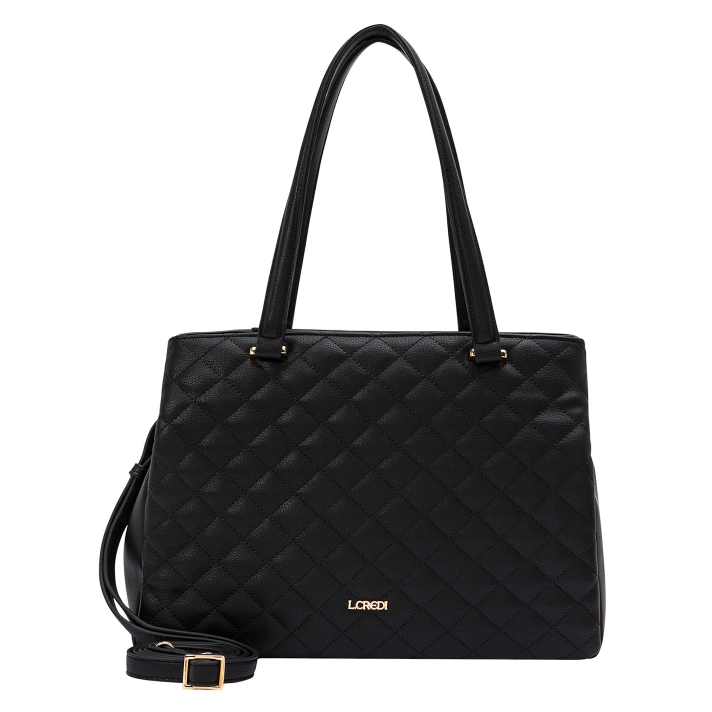 Borsa a spalla 'Orsina' di L.CREDI in nero: frontale