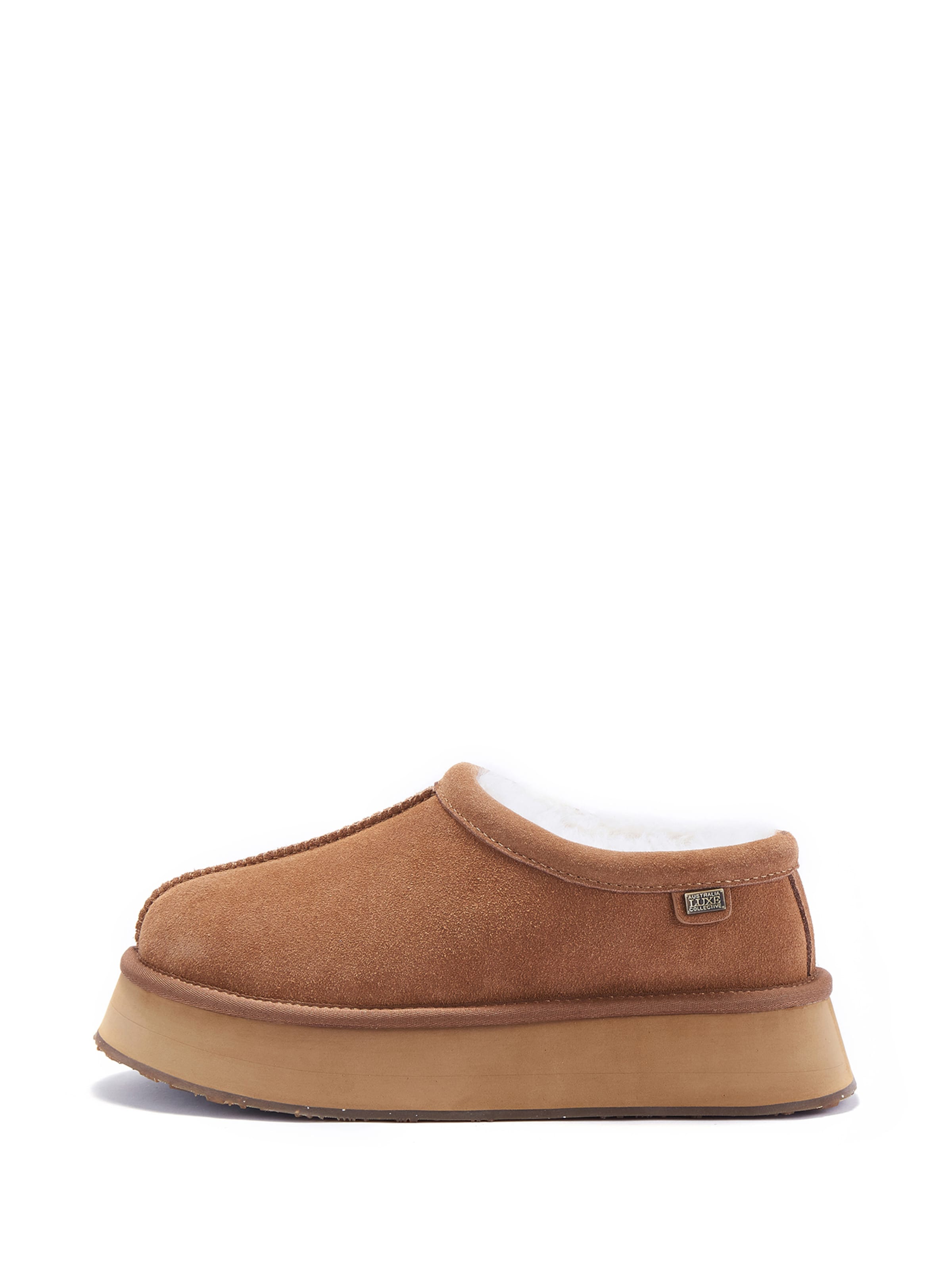 Australia Luxe Collective Hausschuhe ' OUTBACK PLATFOAM ' in Braun: Vorderseite