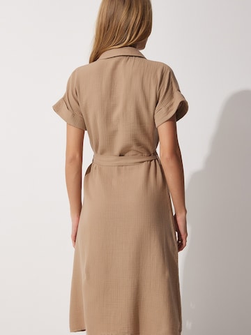 Happiness İstanbul Košeľové šaty - Béžová
