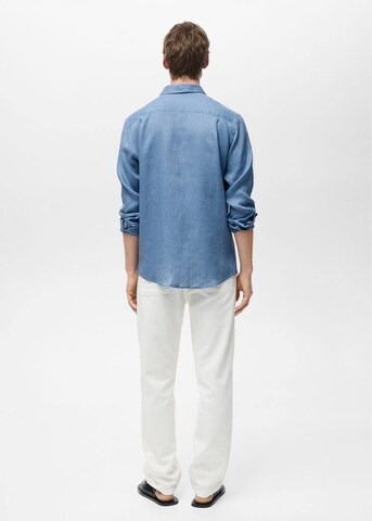 MANGO MAN Regular Fit Hemd 'Parrot' in Blau