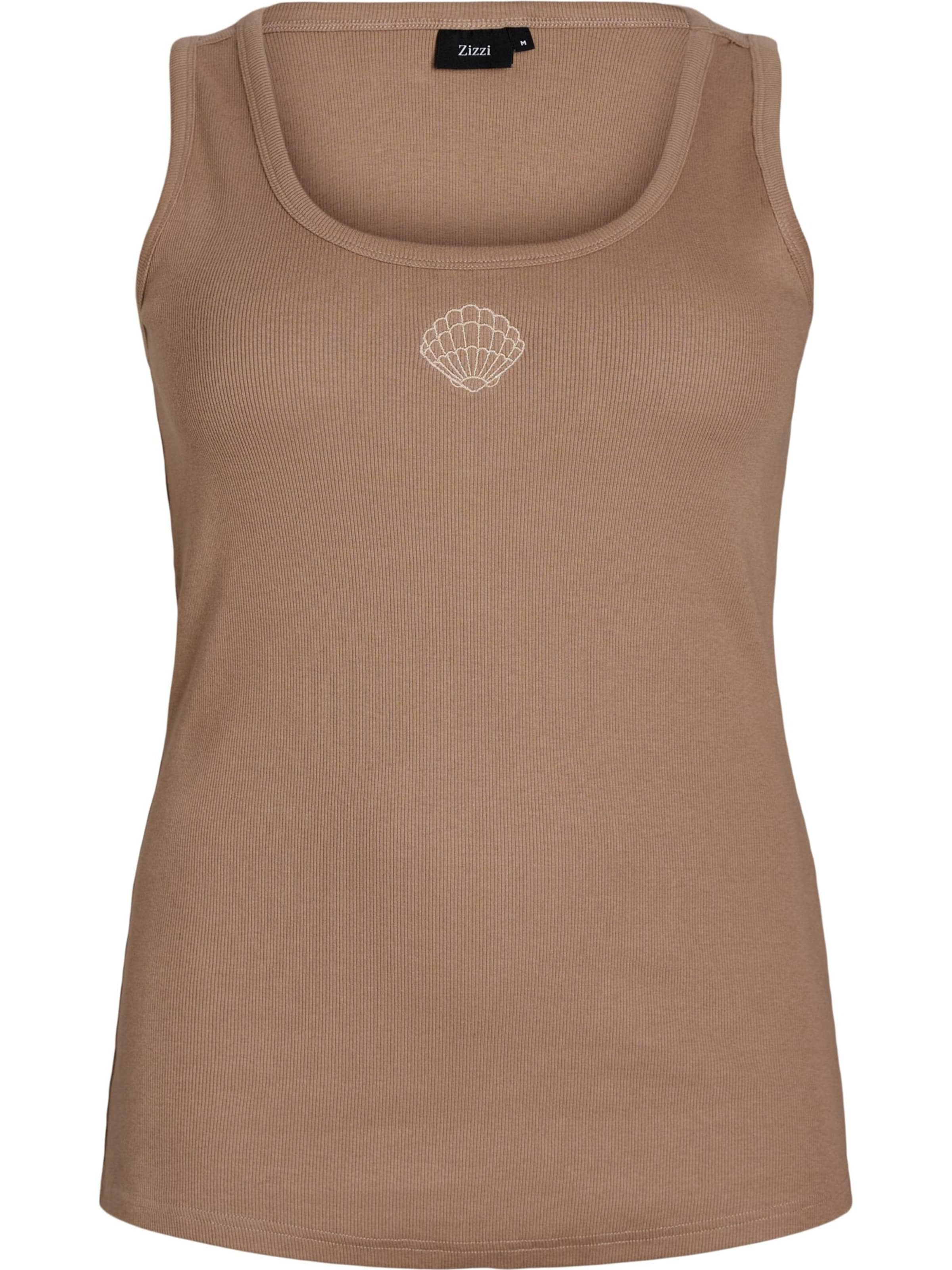 Zizzi - Top &#x27;Camila&#x27; en marrón: frente