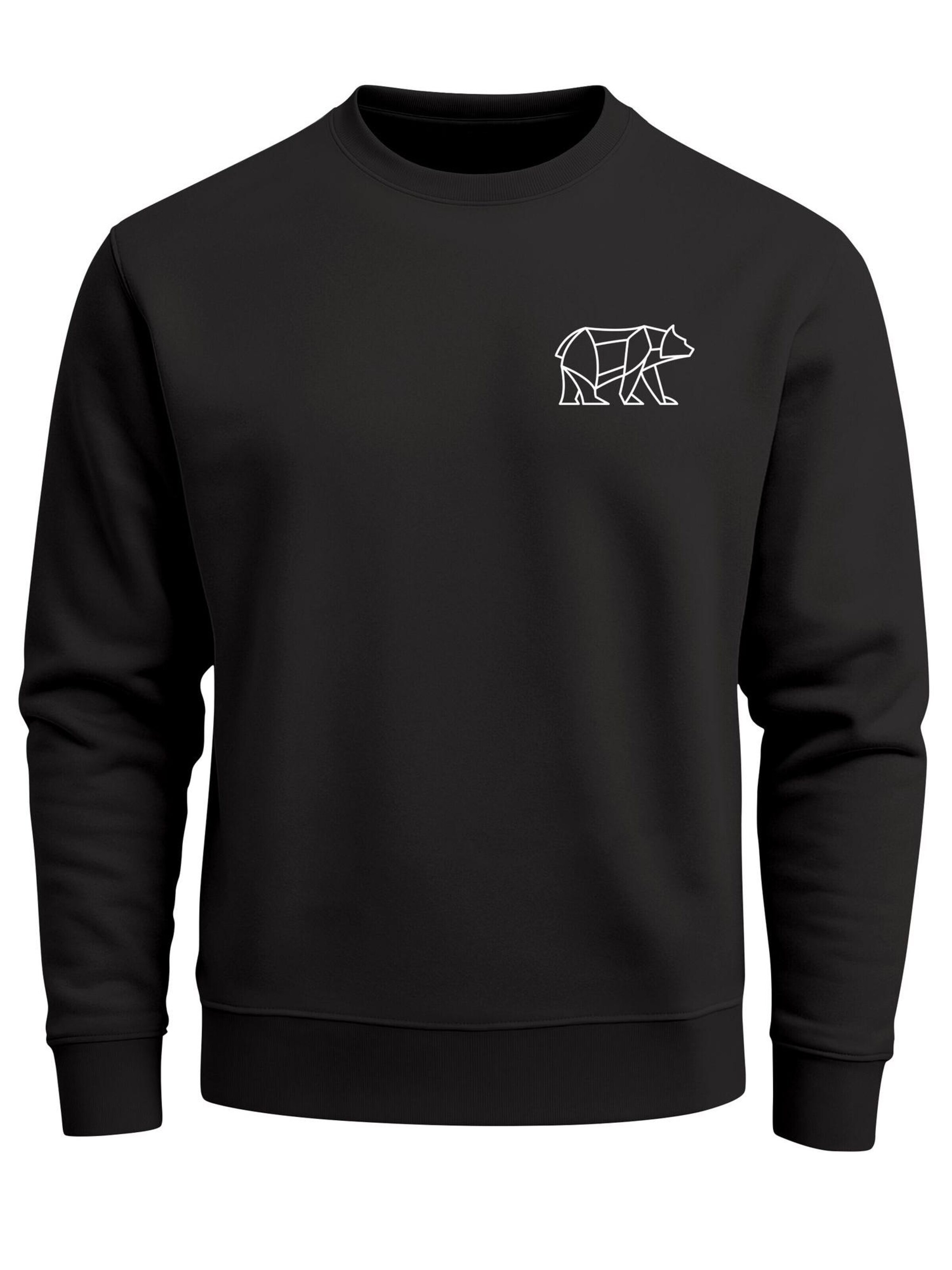 Neverless Sweatshirt 'Bär Lineart Polygon'‌‌‌‌‌‌‌ in Schwarz: Vorderseite