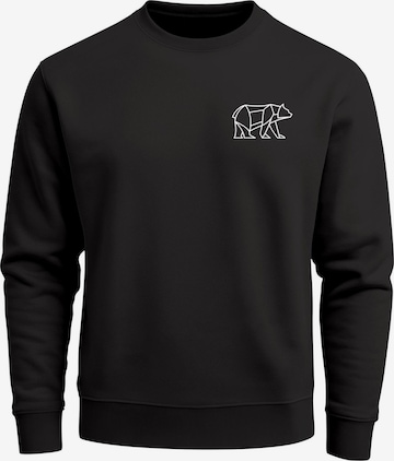 Neverless Sweatshirt 'Bär Lineart Polygon' in Schwarz: Vorderseite