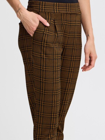 ICHI Skinny Pleat-Front Pants in Brown