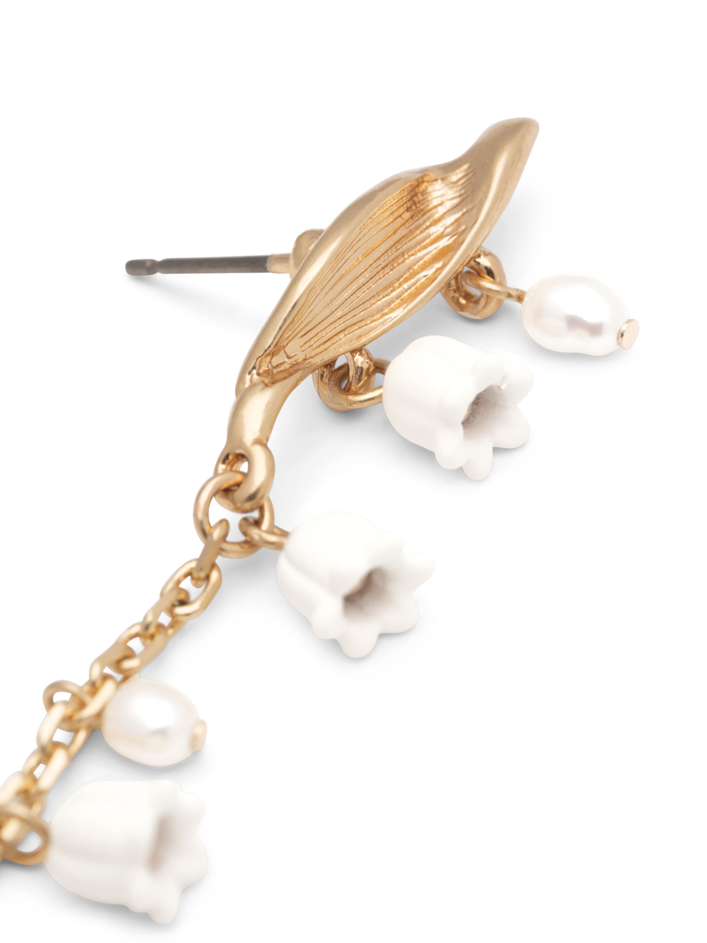Boucles d'oreilles 'Lilies & Pearls/Vintage Leaves' A&C Oslo – Nordic Design Jewellery en or