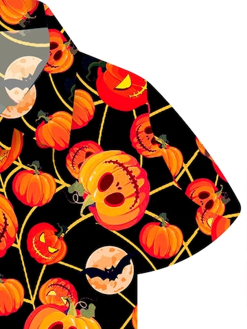 Maglietta 'Helloween Pumpkin Web' di King Kameha in rosso