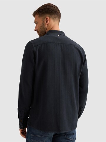 PME Legend Regular fit Button Up Shirt 'Shirt with two-tone herringbone texture' in Blue