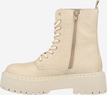 Bianco Lace-Up Ankle Boots 'DEB' in Beige