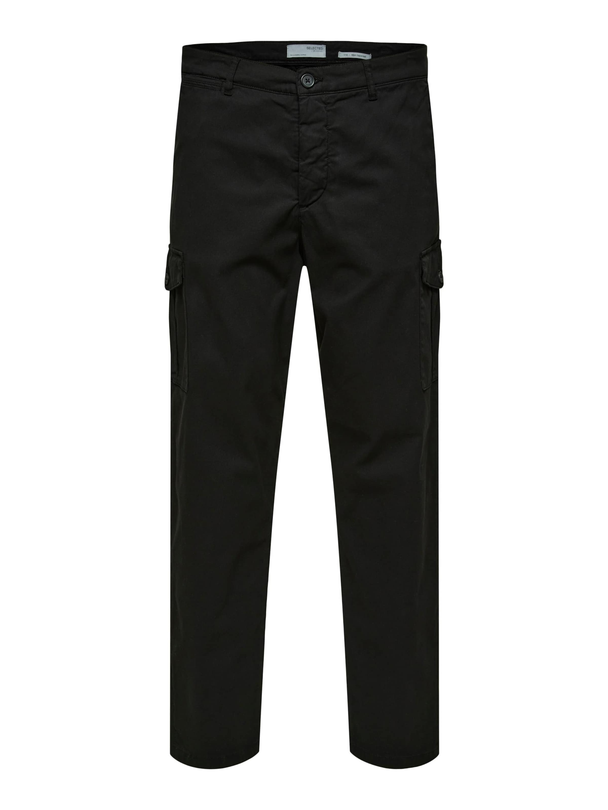 SELECTED Cargo Pants 'Wick' in Black: front