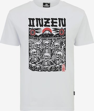 Oldskull Shirt 'Asian Onzen Skull Party Graphic' in Wit: voorkant