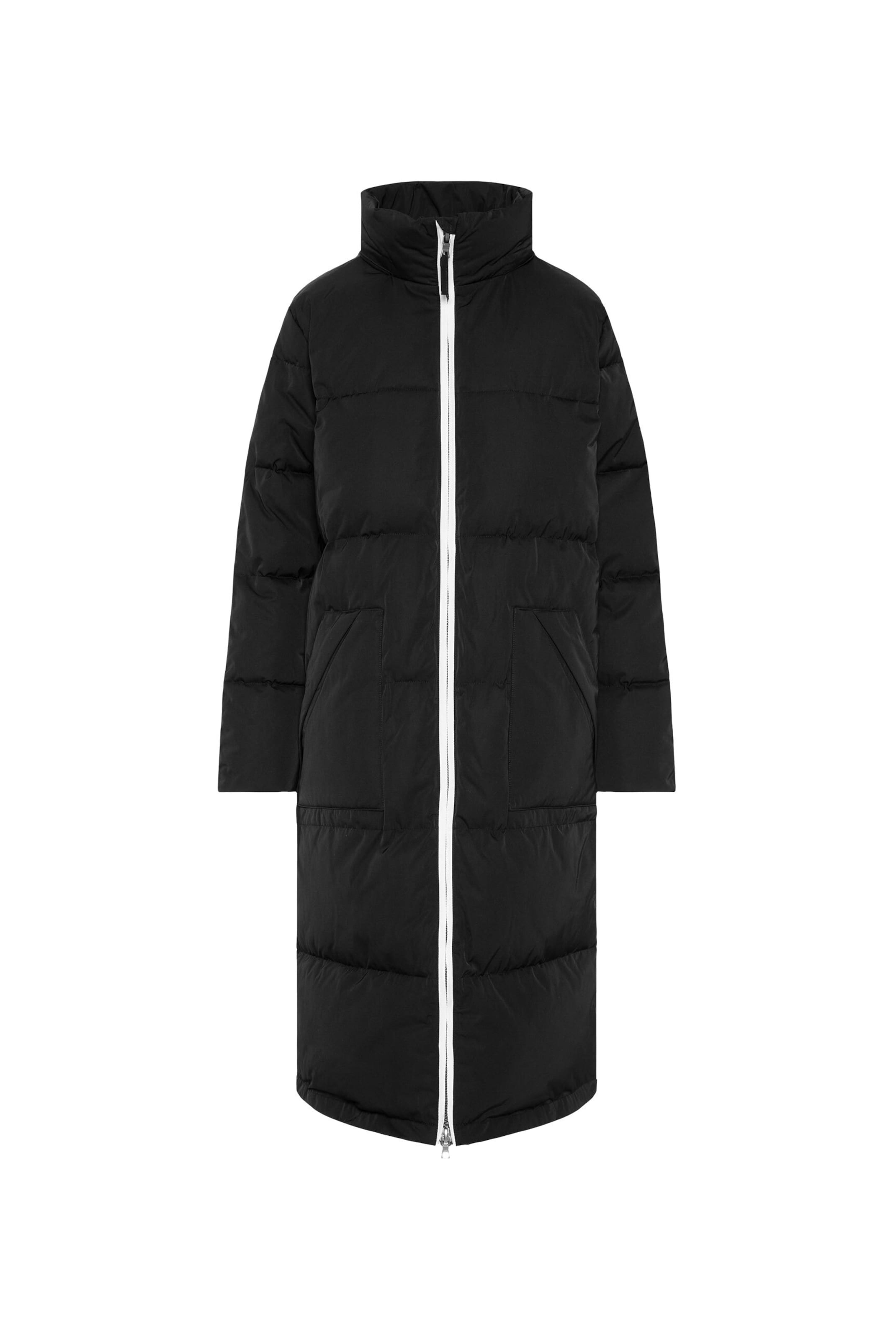 SENSES.THE LABEL Winter Coat in Black: front