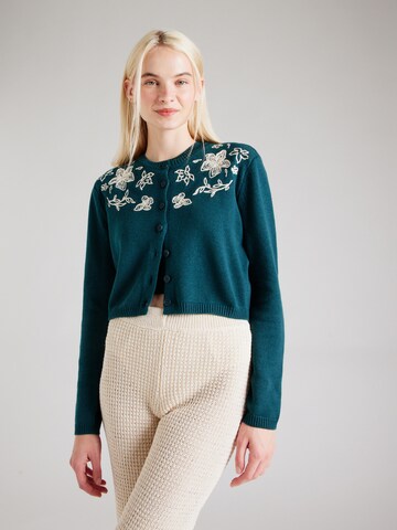 florence by mills exclusive for ABOUT YOU Gebreid vest 'Rosemary Bloom' in Groen: voorkant