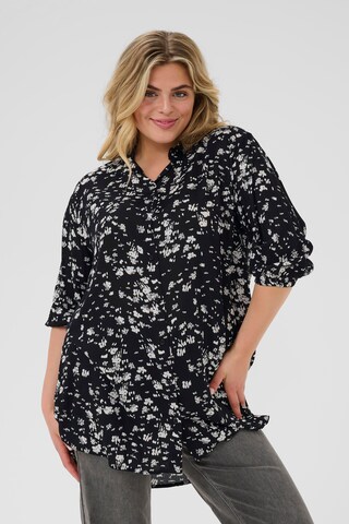 KAFFE CURVE Blouse 'Sonna' in Zwart: voorkant