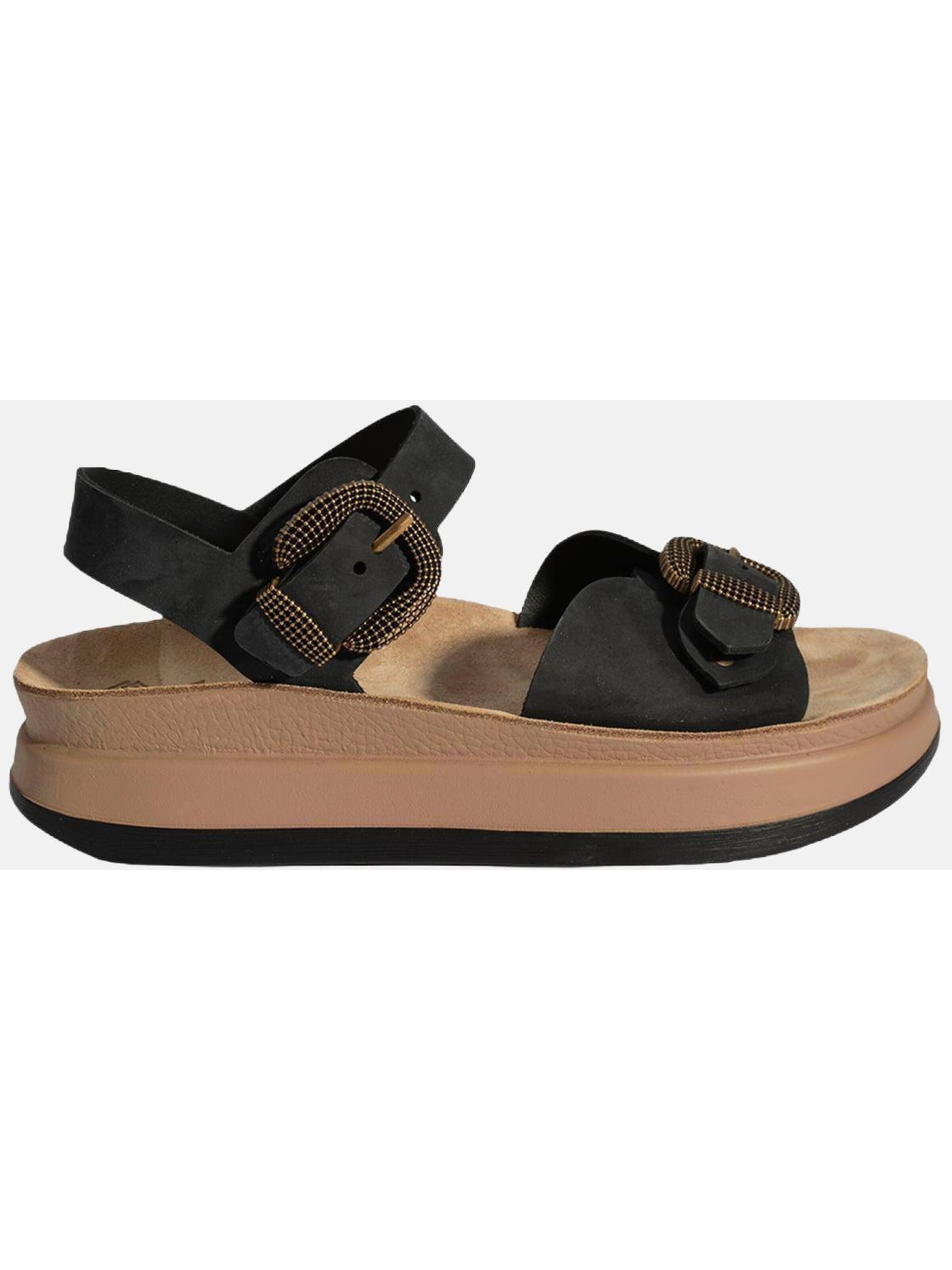 Desa Sandals in Black: front
