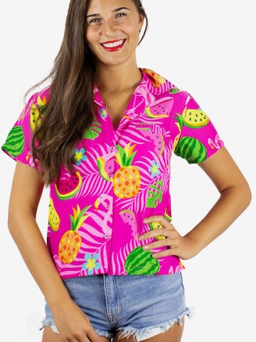 Camicia da donna 'Flamingo Melone' di King Kameha in rosa: frontale