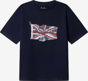 T-shirt 'Union Jack' Pepe Jeans en bleu : devant