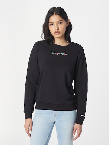 Tommy Jeans Sweatshirt in Zwart: voorkant