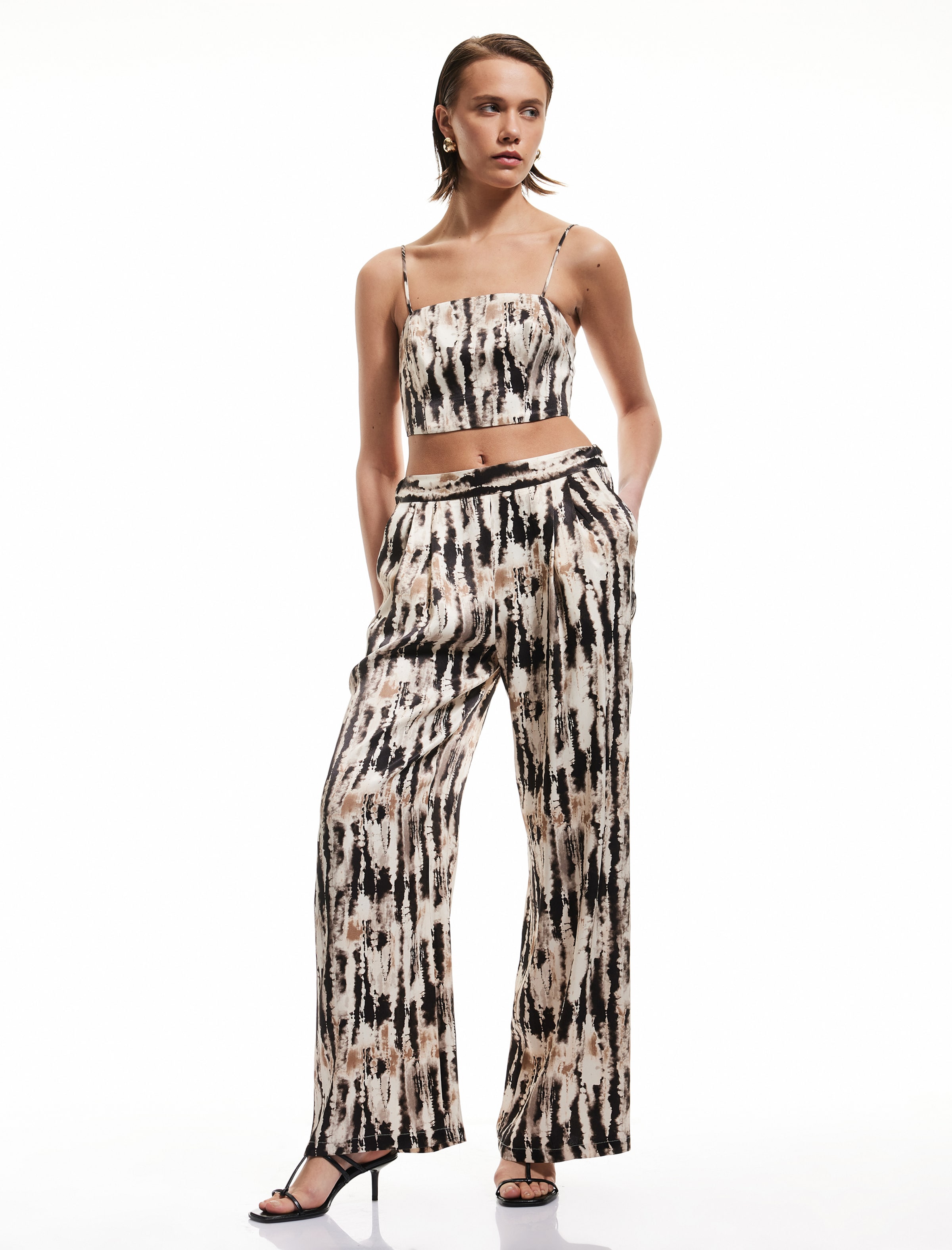 Koton Wide leg Bandplooibroek in Beige: voorkant