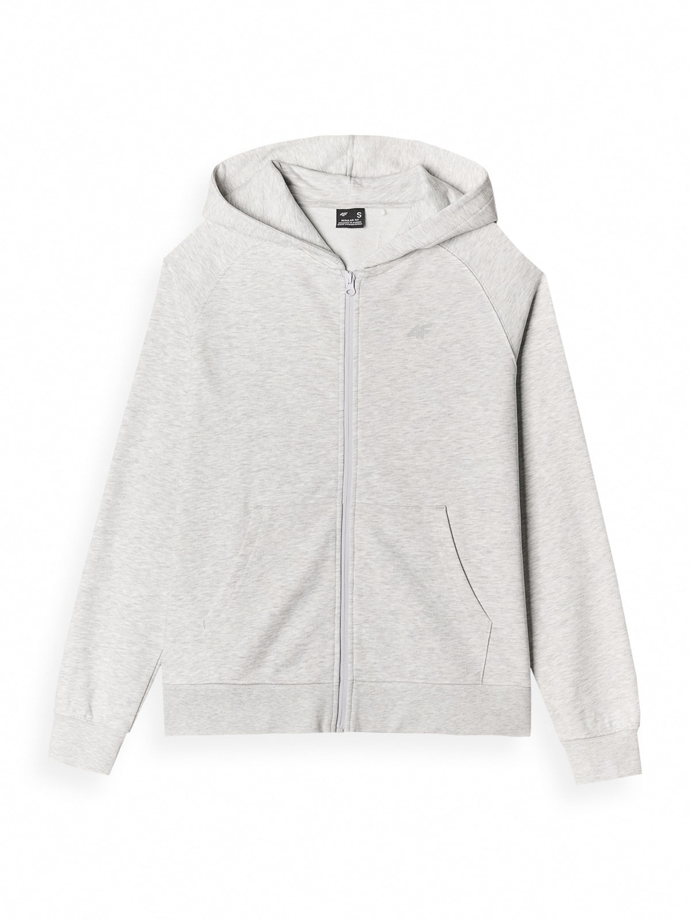 4F Športová mikina so zipsom - Sivá: predná strana