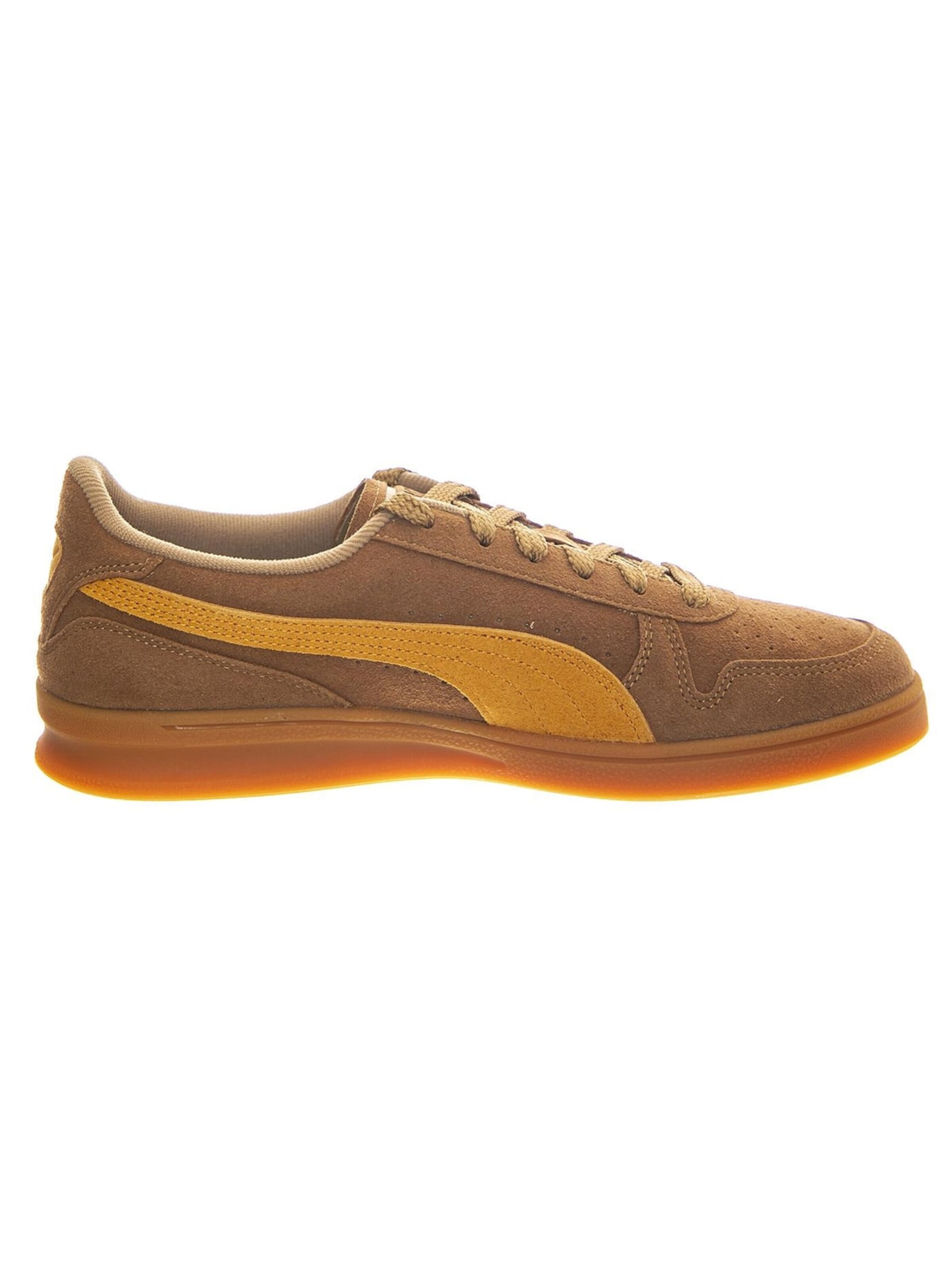 PUMA Athletic lace-up shoe 'Indoor R-Suede Chocolate Chip / Sport Yellow' in Brown
