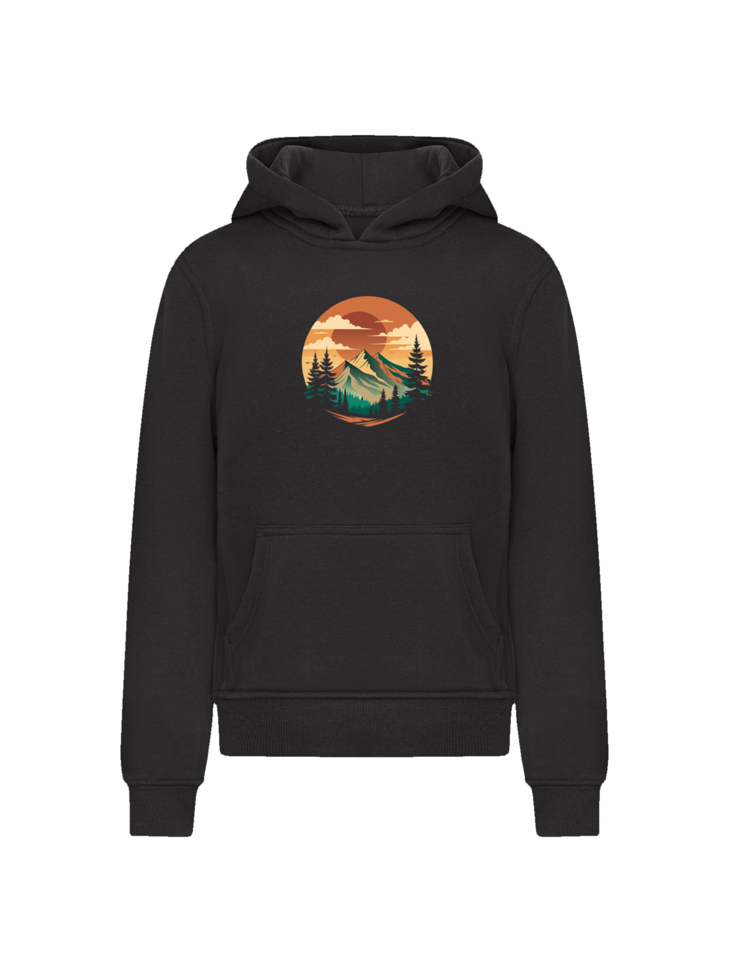 F4NT4STIC Sweatshirt 'Sonnenuntergang Berglandschaft' in Schwarz: Vorderseite