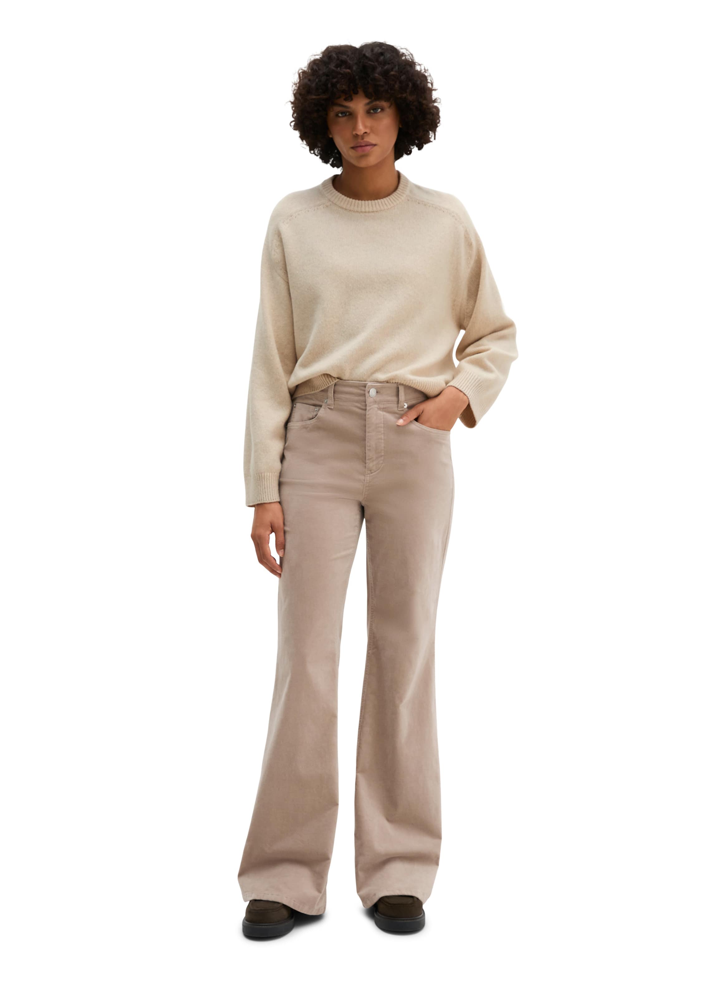 Marc O'Polo Bootcut Broek in Beige: voorkant