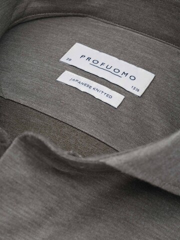 Profuomo Slim fit Button Up Shirt 'Japanese Knitted' in Brown
