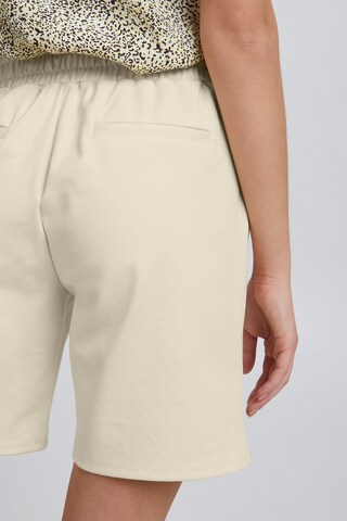ICHI Regular Pleat-Front Pants 'KATE' in Beige