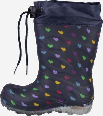 BECK Rubber Boots 'Blinking Hearts' in Blue