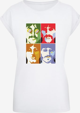 Merchcode Shirt 'Beatles -  Color Heads' in Wit: voorkant