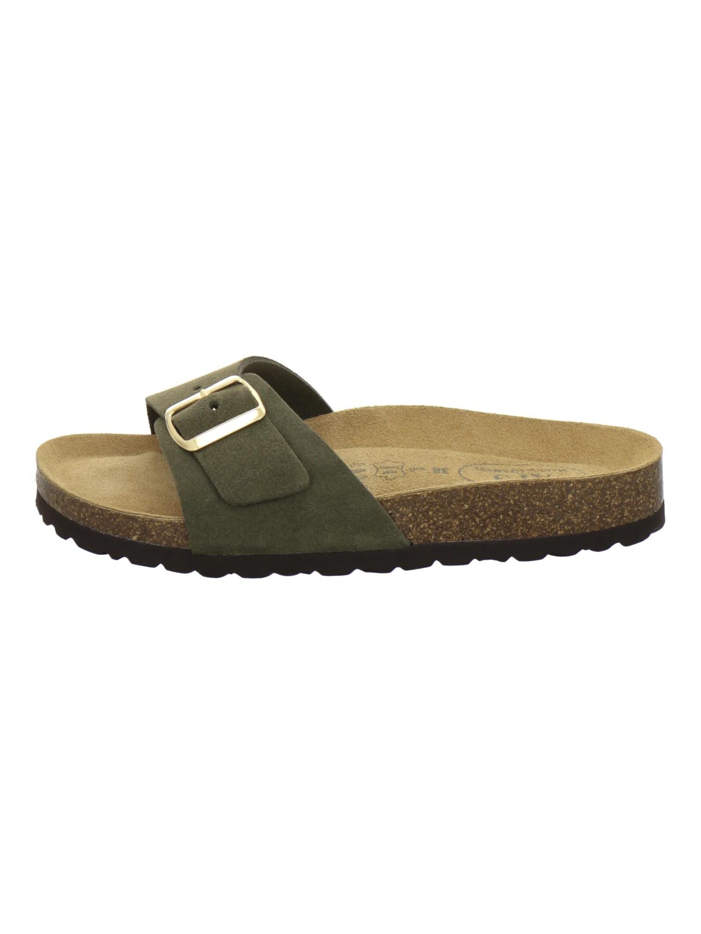 AFS-Schuhe - Zapatos abiertos 'Pantoletten Damen Einschnaller moos' en verde