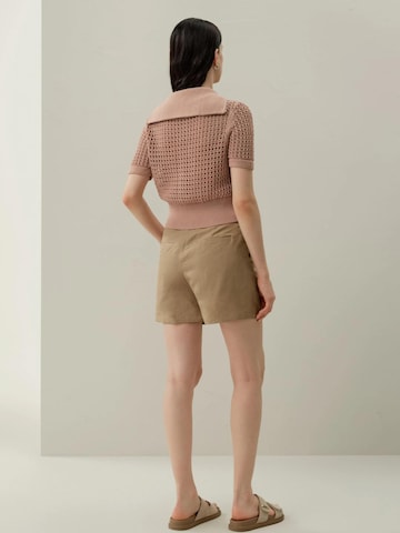 Lilysilk - Cárdigan 'Toscana Pointelle Strickjacke mit Doppelreißverschluss' en marrón