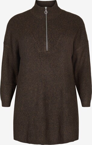 Zizzi Sweater 'SUNNY' in Brown: front