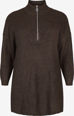 Zizzi Sweater 'SUNNY' in Brown: front
