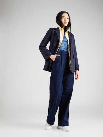 ESPRIT - Perna larga Calças com pregas 'Iconic' em azul