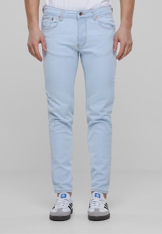 2Y Premium Tapered Jeans in Blauw: voorkant