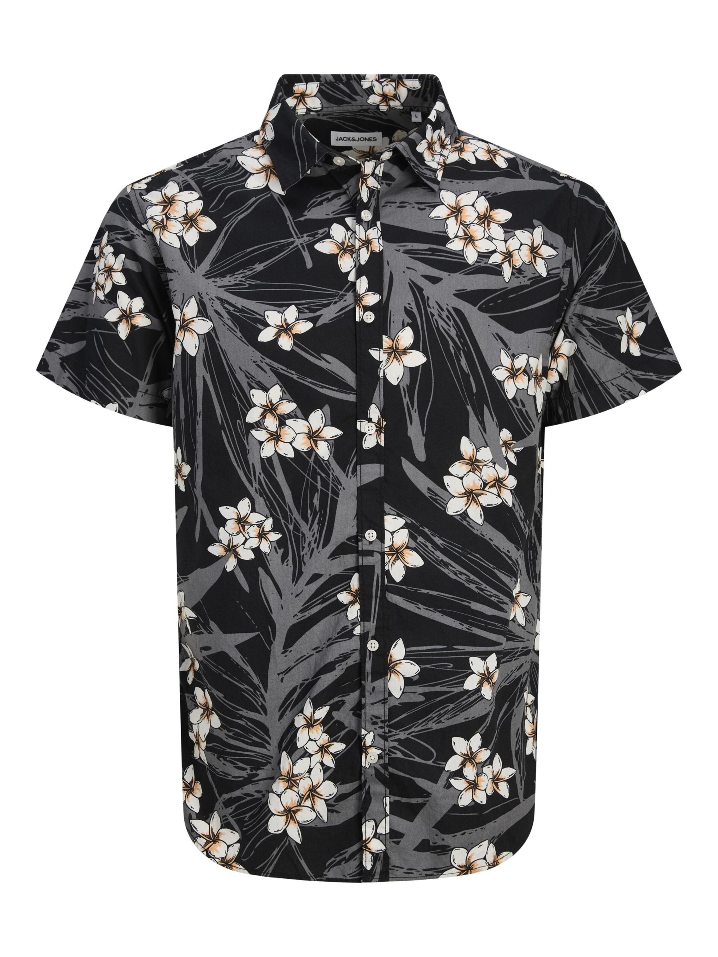 JACK & JONES Skjorte 'JJHawaii' i sort: forside