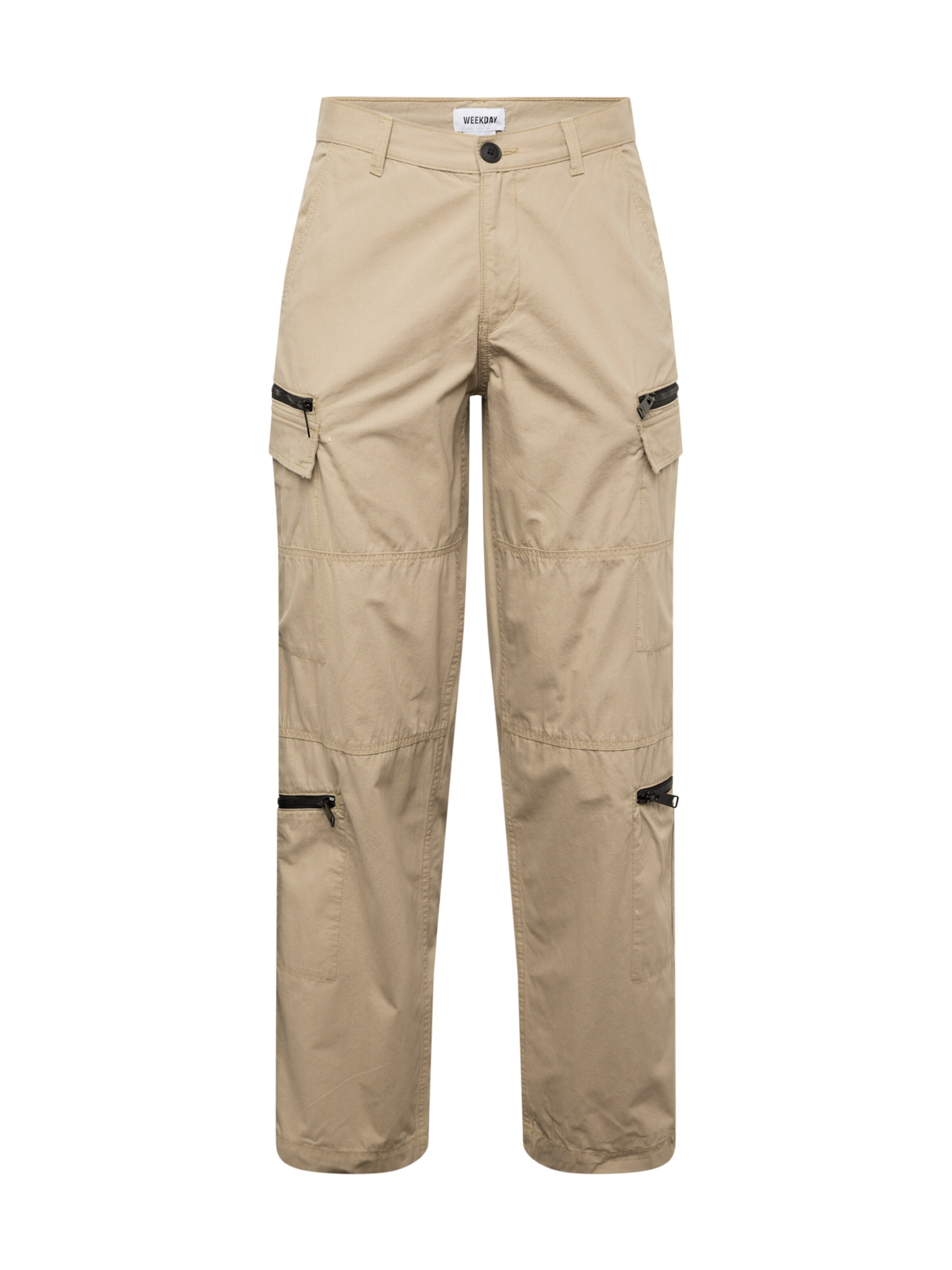 WEEKDAY Regular Cargo Pants in Beige: front