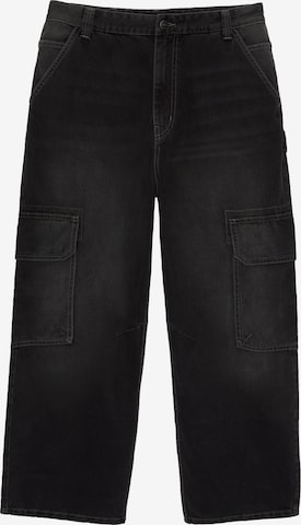 Pull&Bear Wide leg Cargo jeans in Black: front